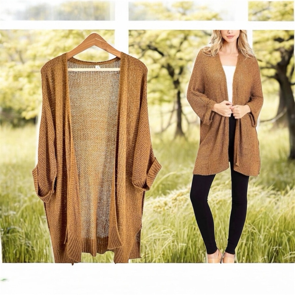 WISHLIST Golden Brown slouchy, long tunic cardigan, Oversized, size M/L